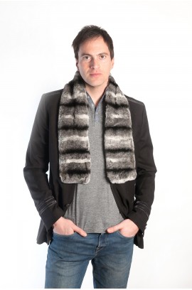 Rex chinchilla fur scarf - striped - unisex